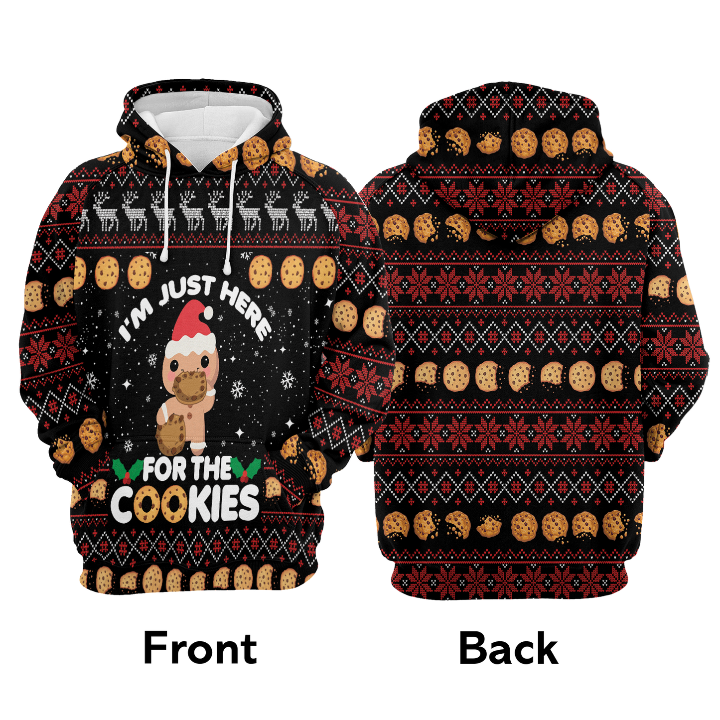 Merry Christmas Premium Christmas Hoodie, Just Here For The Cookies Unisex Hoodie For Men & Women - Perfect Gift For Christmas, Friends, Family