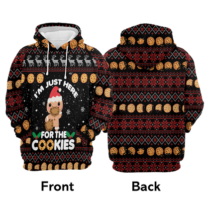 Merry Christmas Premium Christmas Hoodie, Just Here For The Cookies Unisex Hoodie For Men & Women - Perfect Gift For Christmas, Friends, Family