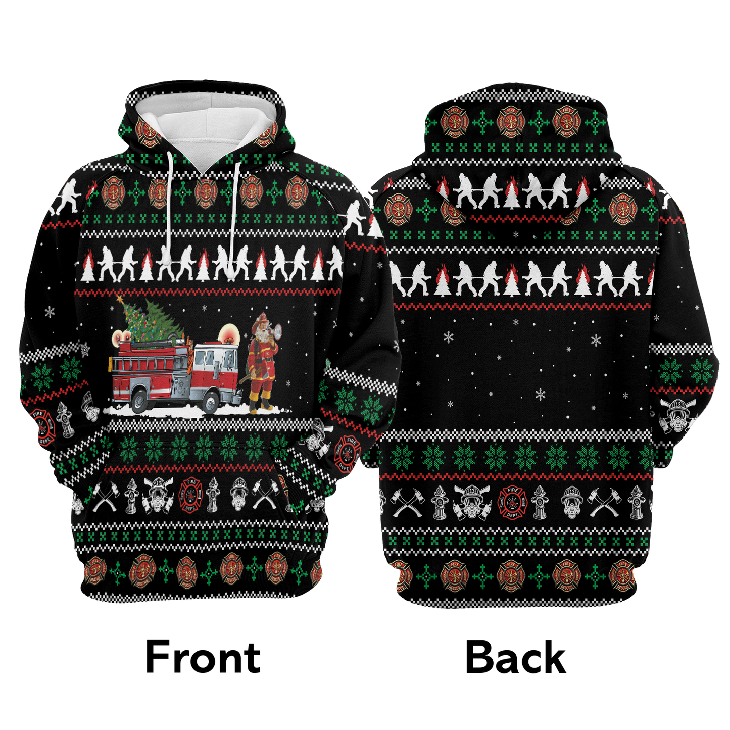 Santa Claus Premium Christmas Hoodie, Firefighter Xmas Unisex Hoodie For Men & Women - Perfect Gift For Christmas, Firefighter, Friends, Family