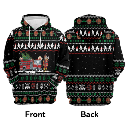 Santa Claus Premium Christmas Hoodie, Firefighter Xmas Unisex Hoodie For Men & Women - Perfect Gift For Christmas, Firefighter, Friends, Family
