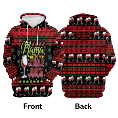 Red Wine Xmas Premium Christmas Hoodie, Mama Need Hers Jingle Juice Unisex Hoodie For Men & Women - Perfect Gift For Christmas, Friends, Family