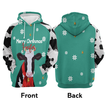 Cow Xmas Premium Christmas Hoodie, Cow Merry Christmas Heifer Unisex Hoodie For Men & Women - Perfect Gift For Christmas, Friends, Family