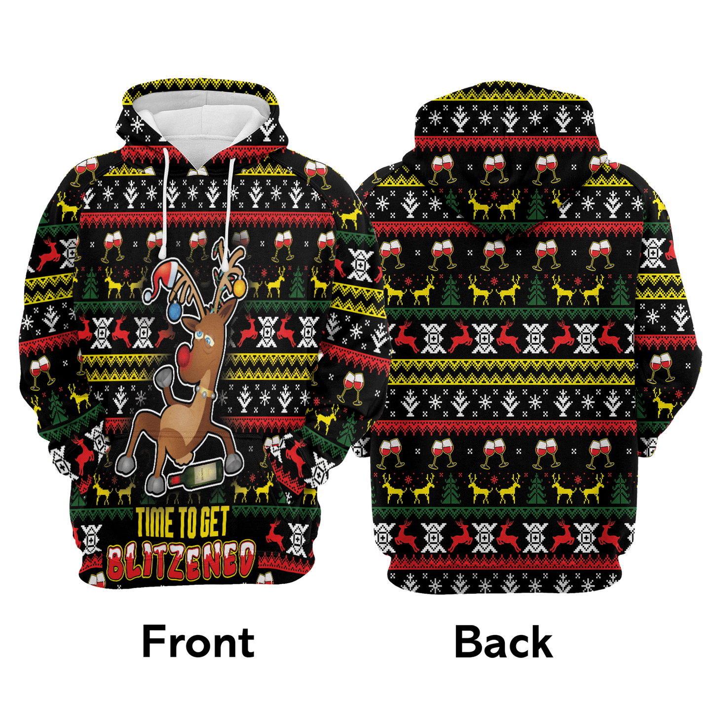 Reindeer Premium Christmas Hoodie, Time To Get Blitzened Unisex Hoodie For Men & Women - Perfect Gift For Christmas, Friends, Family