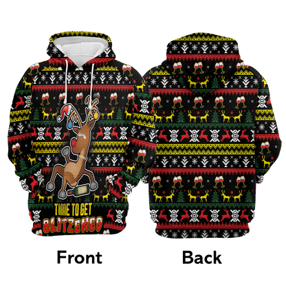 Reindeer Premium Christmas Hoodie, Time To Get Blitzened Unisex Hoodie For Men & Women - Perfect Gift For Christmas, Friends, Family