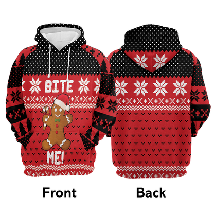 Gingerbread Xmas Premium Christmas Hoodie, Gingerbread Bite Me Unisex Hoodie For Men & Women - Perfect Gift For Christmas, Gingerbread Lovers, Family