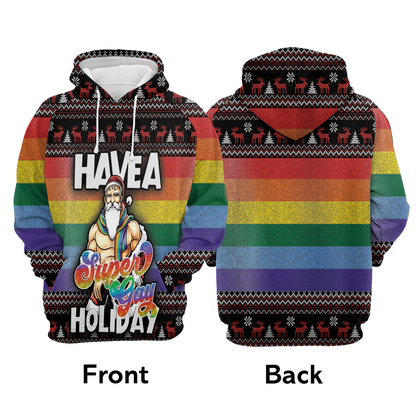 LGBT Premium Christmas Hoodie, Santa Have A Super Gay Holiday Unisex Hoodie For Men & Women - Perfect Gift For Christmas, Friends, LGBT