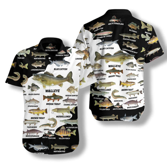 Freshwater Fish Types Hawaiian Shirt, Fish Aloha Shirt For Men - Perfect Gift For Fishing Lovers, Husband, Boyfriend, Friend, Family