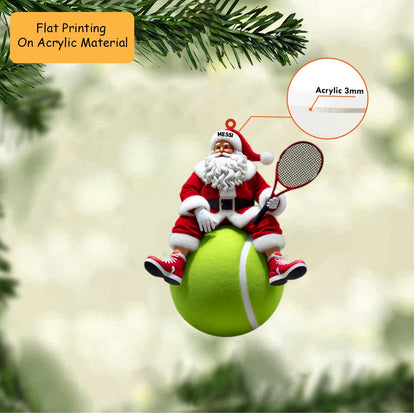Personalized Tennis Christmas Ornament, Santa Sitting On Giant Ball, Custom Ornament Christmas Gift, Keychain Bowling, Car Ornament Bowling