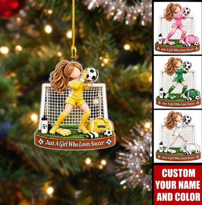 Personalized Youth Soccer Christmas Flat Printed Acrylic Ornament, Soccer Keeper Quote With Net Gear, Custom Ornament Christmas Gift, Keychain Soccer, Car Ornament Soccer