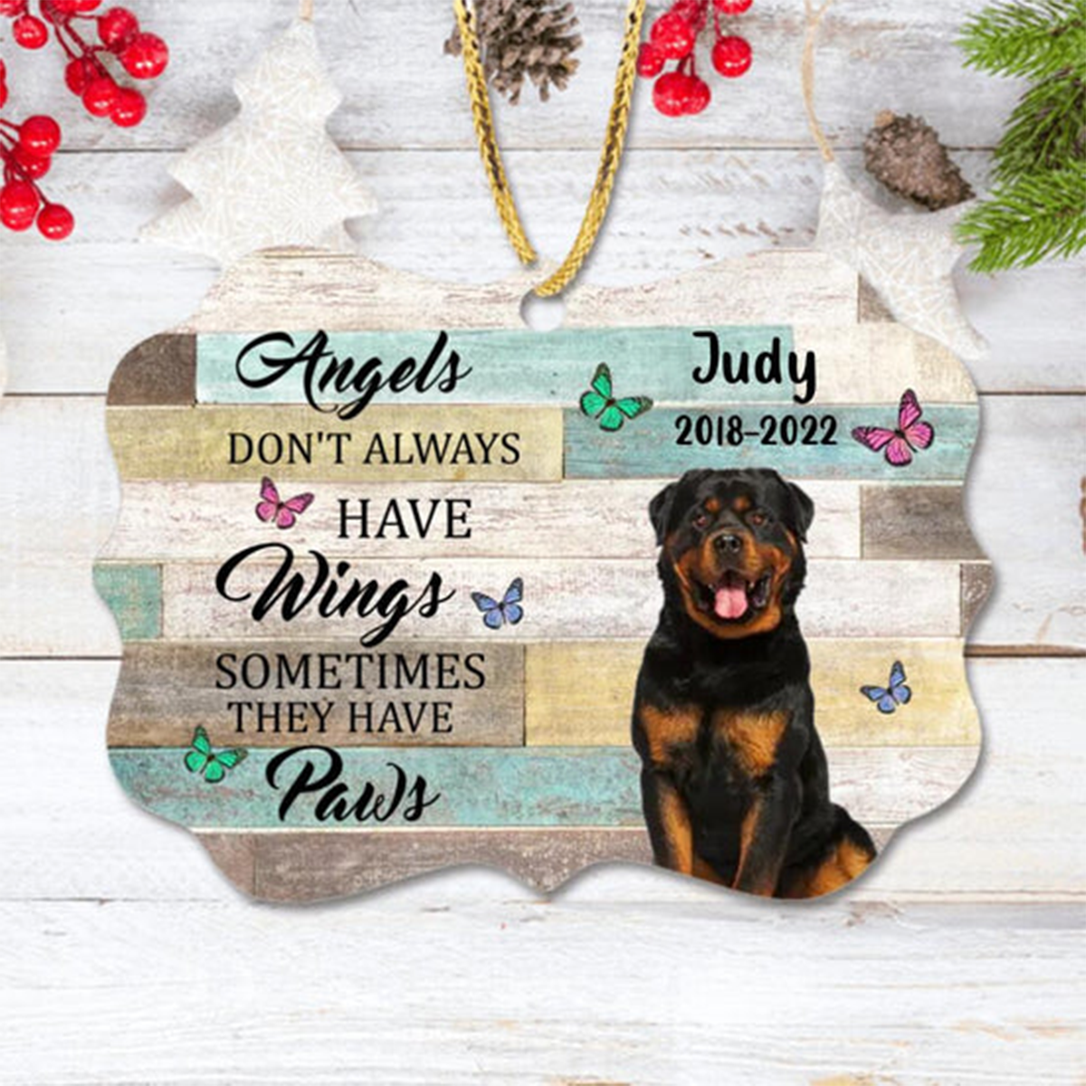 Personalized Memorial Dog Aluminum Ornament, Custom Pet Photo, Name Year & Quotes Memorial Gift, Best Ornament For Dog Lover, Friends, Family