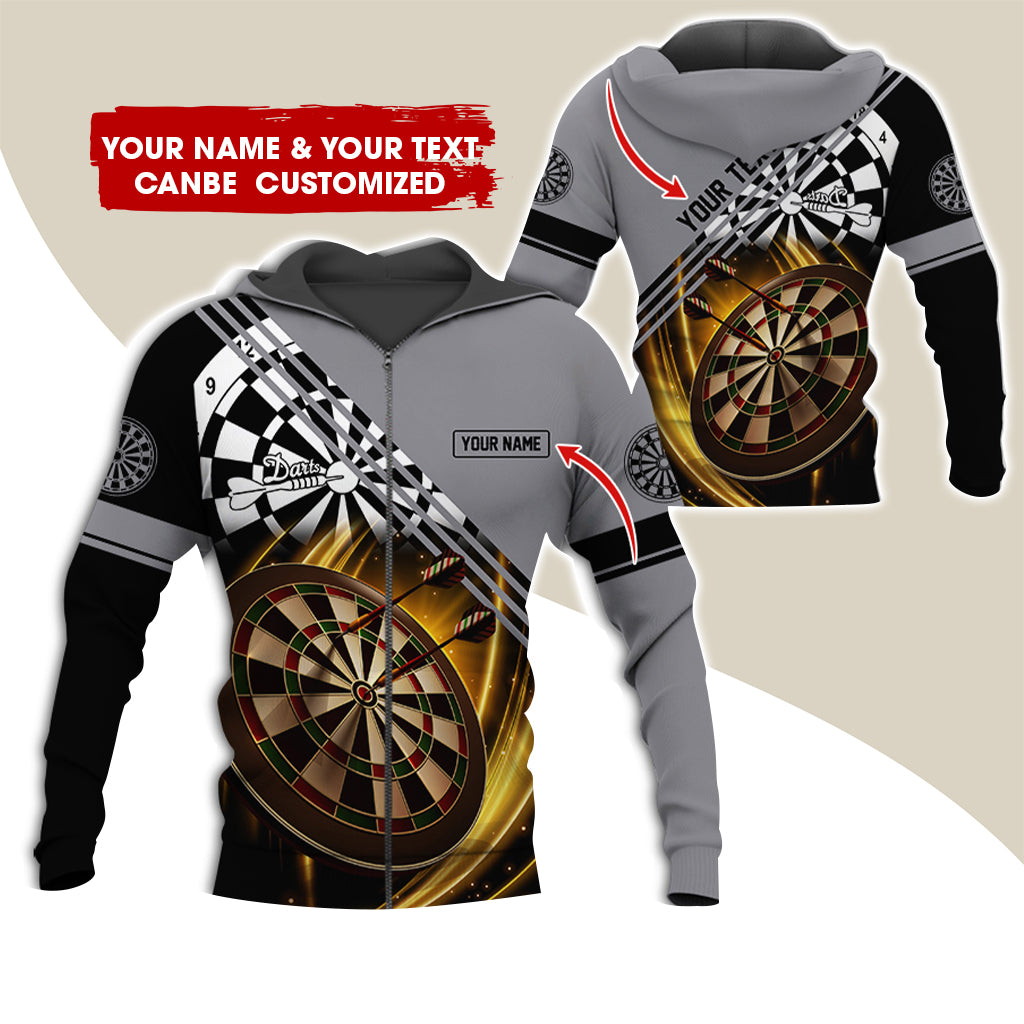 Customized Name & Text Darts Premium Zip Hoodie, Personalized Team Play Darts Zip Hoodie For Men & Women - Gift For Darts Lovers, Darts Players
