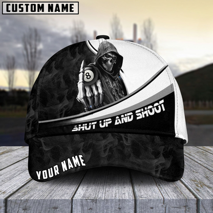 Customized Billiard Cap, Billiard Pool Ball 8 Hooded Skull Personalized Name 3D Hats, Best Billiard Pool Hat For Billiard Players (6 Colors)