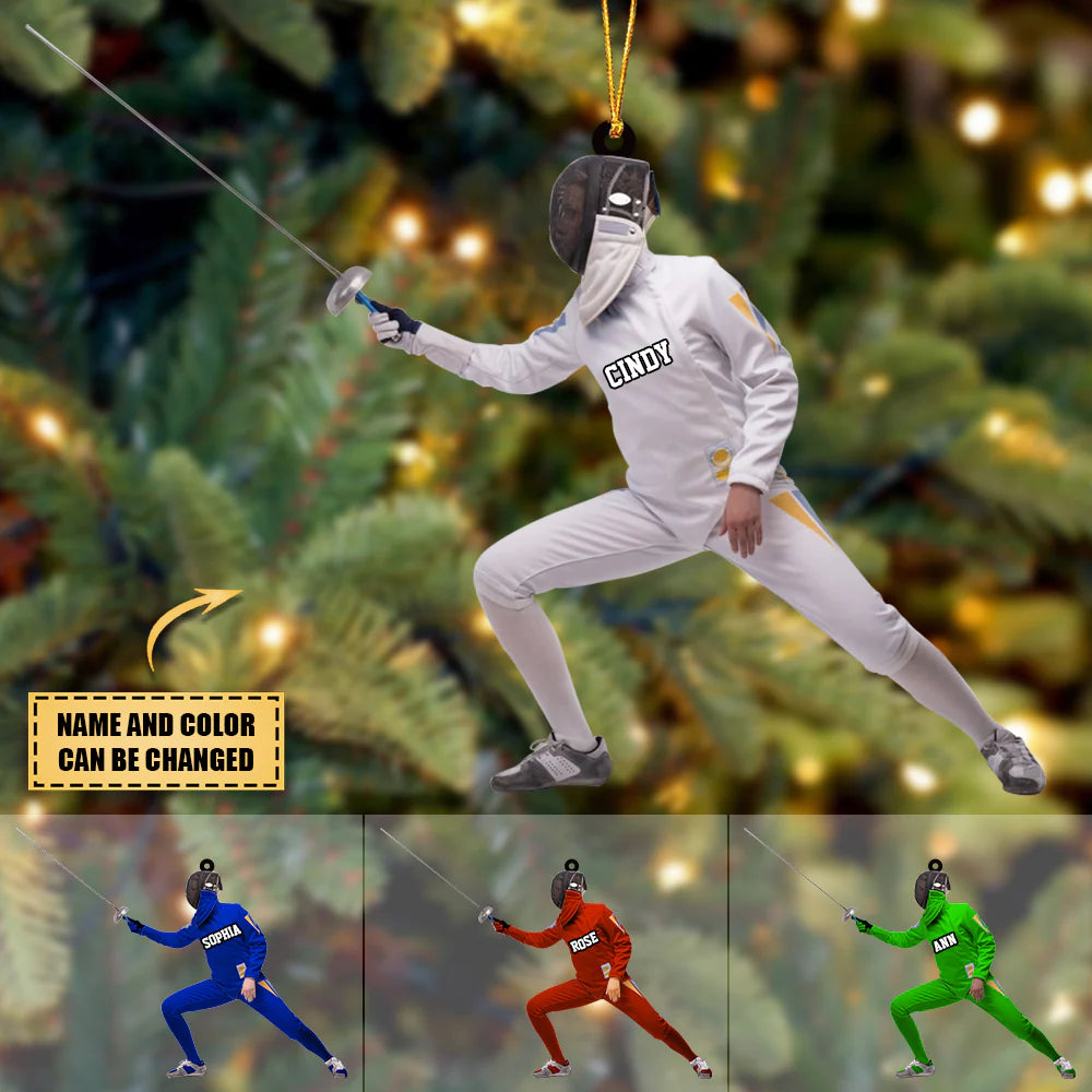 Personalized Fencing Lovers Acrylic Christmas Ornament, Great Gift For Fencer - Christmas Ornament Hanging Tree