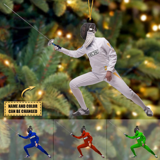 Personalized Fencing Lovers Acrylic Christmas Ornament, Great Gift For Fencer - Christmas Ornament Hanging Tree