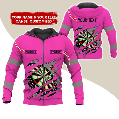 Customized Name & Text Darts Premium Zip Hoodie, Personalized Name & Text Dartboard Zip Hoodie For Men & Women - Gift For Darts Lovers, Darts Players