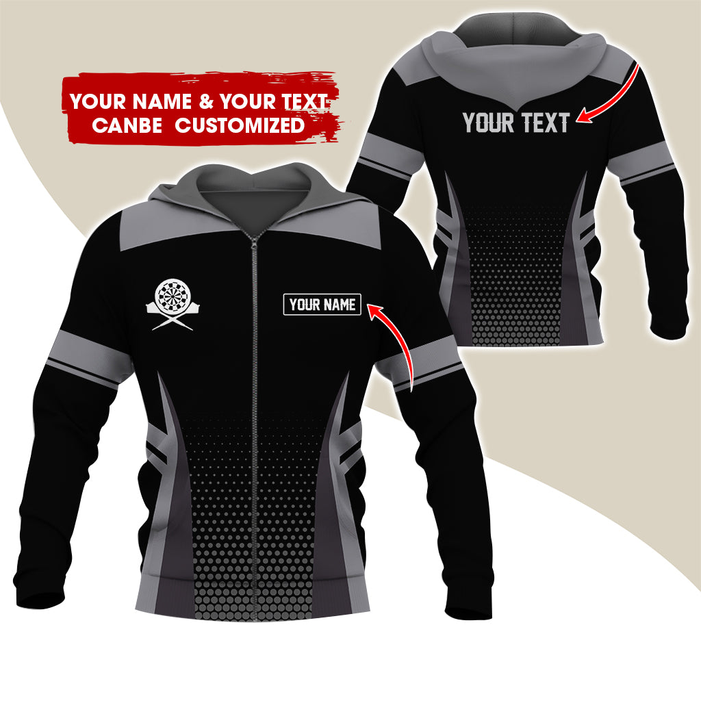 Custom Name & Text Darts Premium Zip Hoodie, Personalized Name Darts Uniforms Zip Hoodie For Men & Women - Gift For Darts Lovers, Darts Players