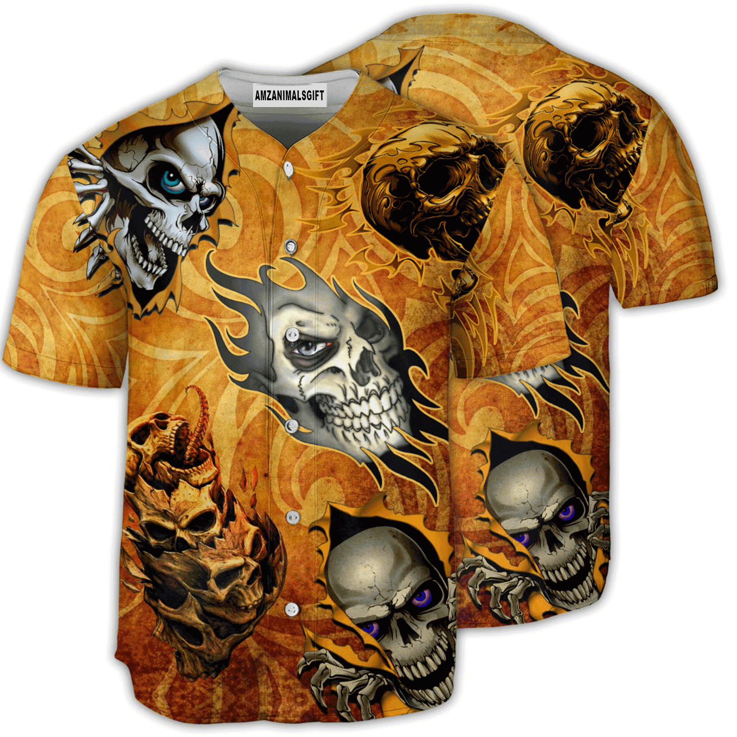 Skull Baseball Jersey Shirt - Skull And Fire My Style Baseball Jersey Shirt For Baseball Lover