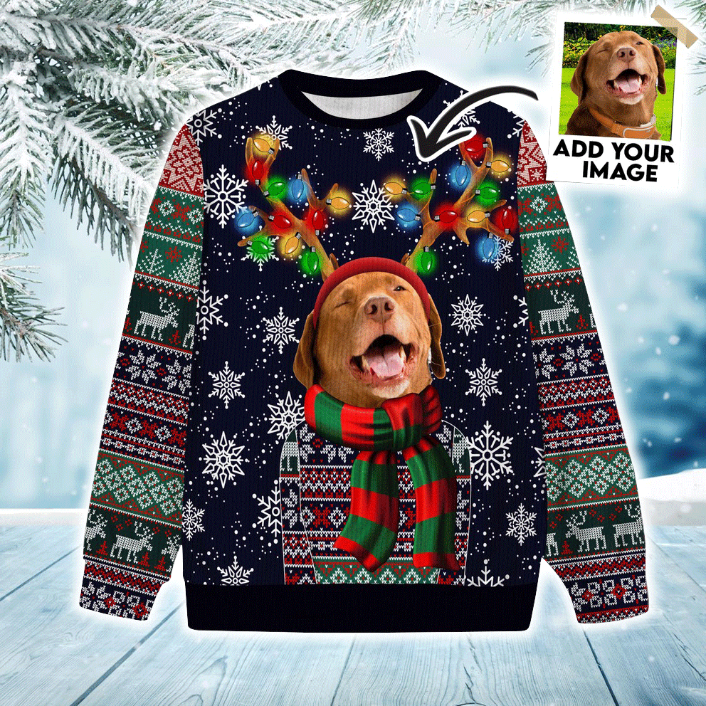 Personalized Pet Sweater - Custom Ugly Christmas Sweater, Funny Reindeer Horn,  Christmas Sweaters For Dog Lovers, Friend, Family