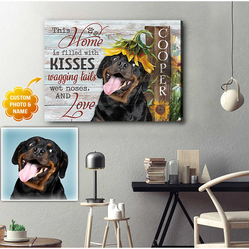 Personalized Dog Landscape Canvas, Custom Photo and Name Dog This home is filled Canvas, Perfect Gift For Dog Lovers, Friend, Family