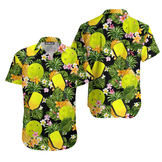 Pickleball Tropical Hawaiian Shirt, Perfect Outfit For Men And Women On Summer Tropical Hawaiian Pickleball Lovers