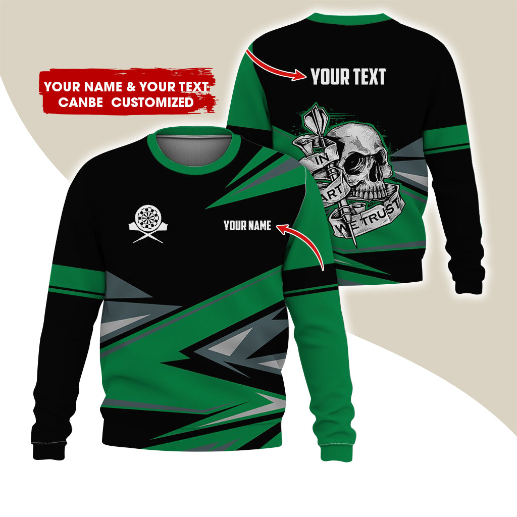 Customized Name & Text Darts Sweatshirt, Personalized Skull Darts Sweatshirt For Men & Women - Gift For Darts Lovers, Darts Players