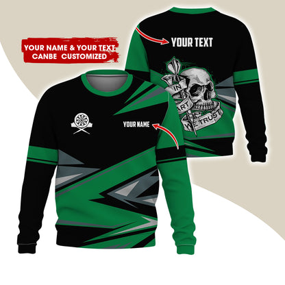 Customized Name & Text Darts Sweatshirt, Personalized Skull Darts Sweatshirt For Men & Women - Gift For Darts Lovers, Darts Players