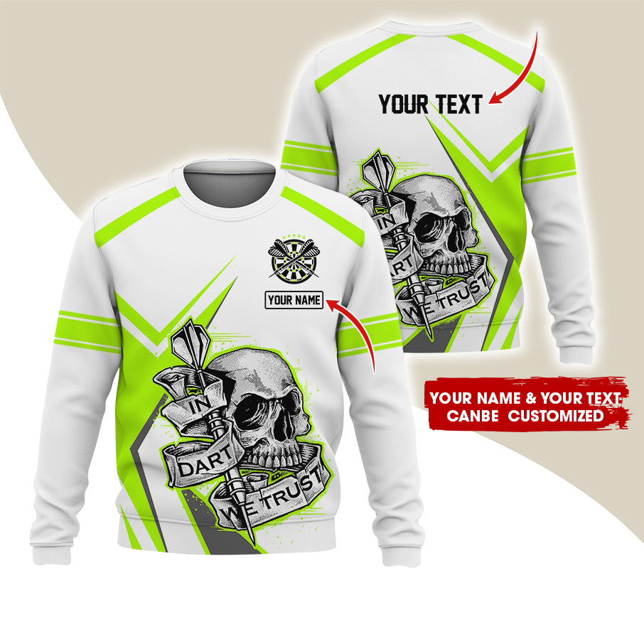Customized Name & Text Darts Sweatshirt, Personalized Name Skull Plays Darts Sweatshirt For Men & Women - Gift For Darts Lovers, Darts Players