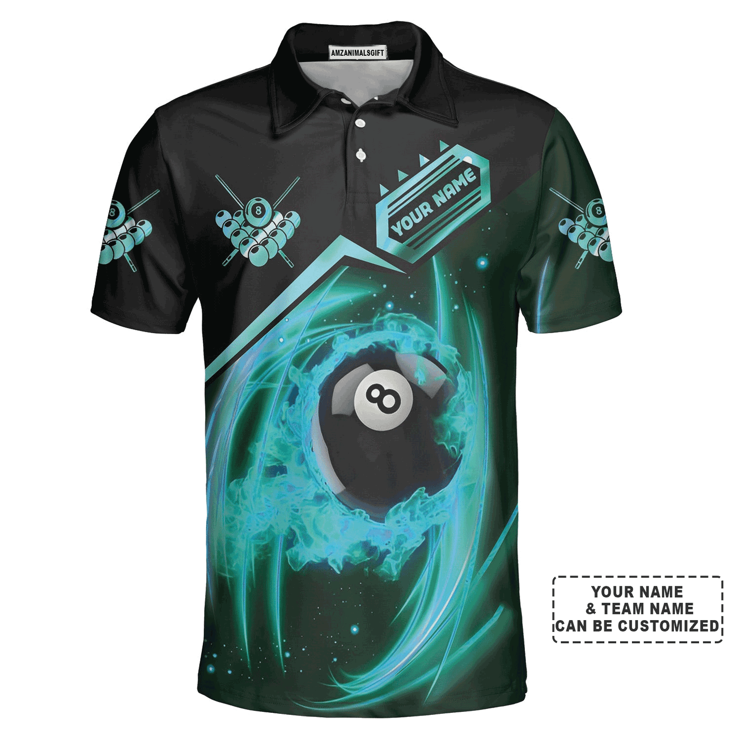 Customized Billiard Men Polo Shirt, Personalized Rock Billiard Team Name Polo Shirt For Men - Gift For Billiard Players, Billiard Lovers