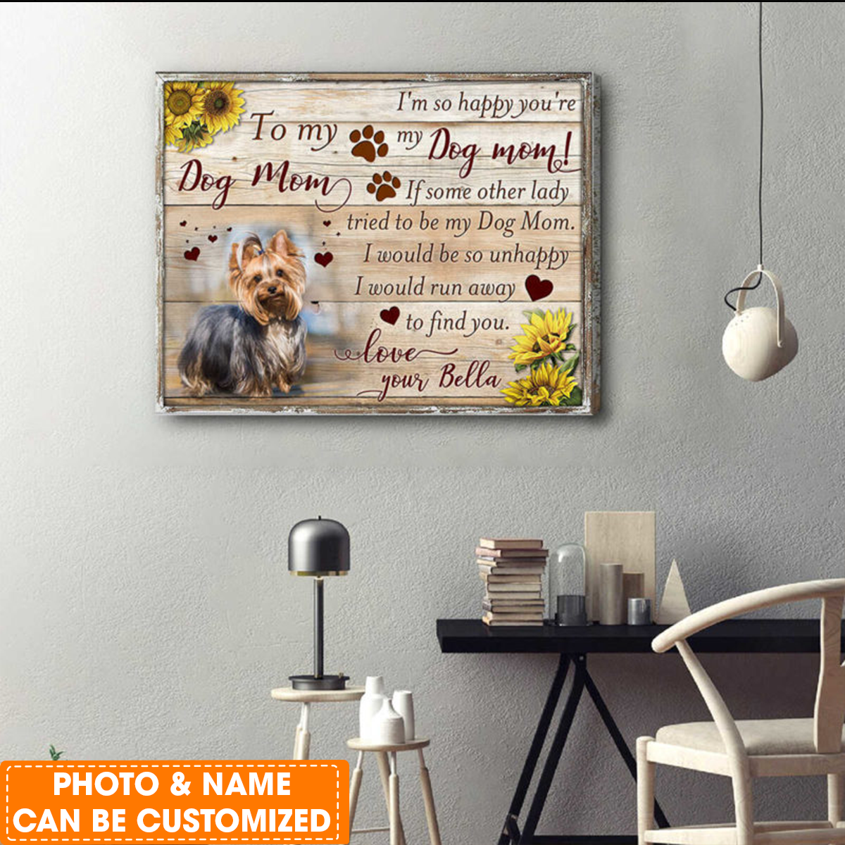 Personalized Dog Canvas, Dog Mom Gift, I'm So happy You're My Dog Mom, Perfect Gift For Dog Lovers, Friend, Family