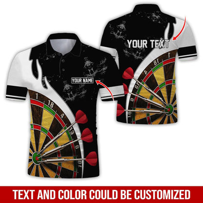 Customized Name & Text Darts Polo Shirt, Personalized Name Dartboard Uniforms Polo Shirt For Men - Perfect Gift For Darts Lovers, Darts Team Players
