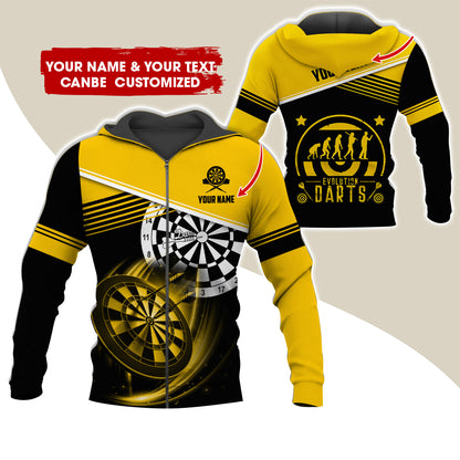 Personalized Name & Text Darts Premium Zip Hoodie, Customized Evolution Darts Player Zip Hoodie For Men & Women - Gift For Darts Lovers, Darts Players