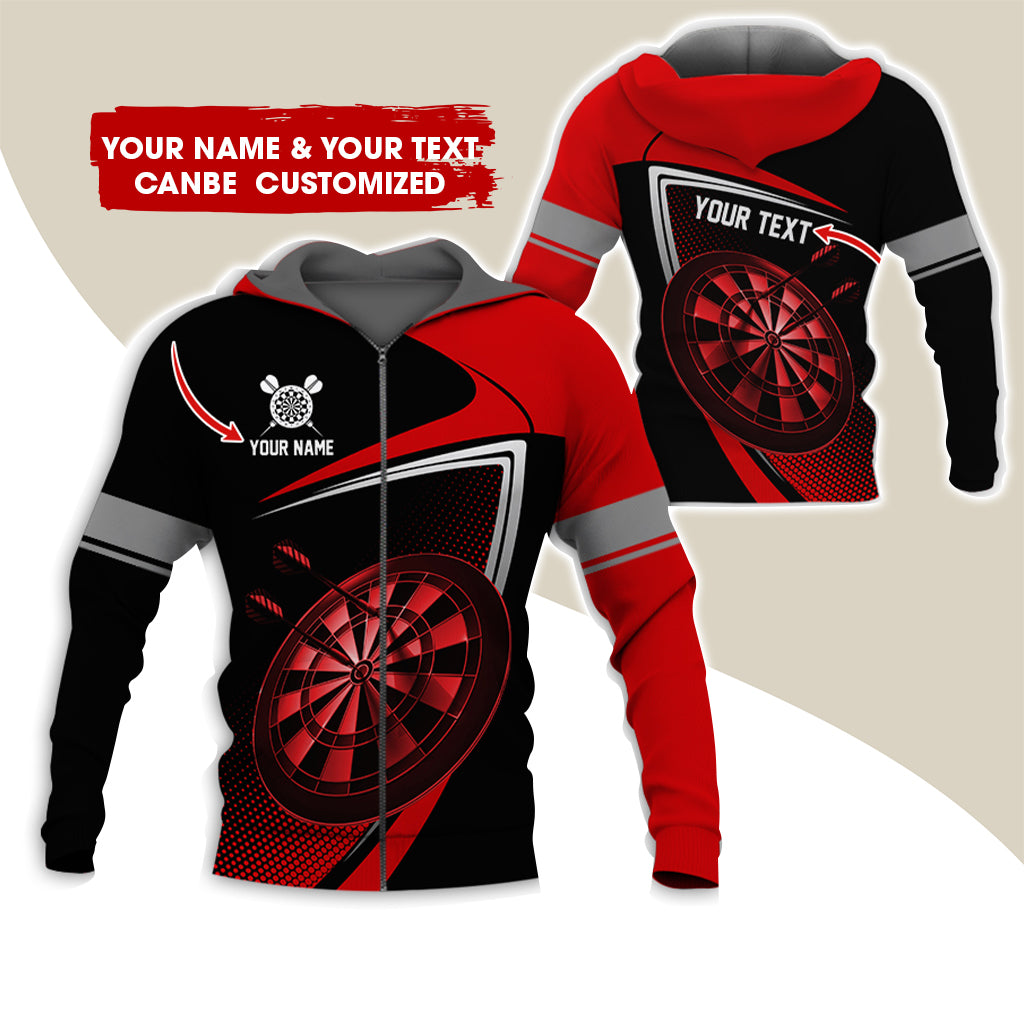 Custom Name & Text Darts Premium Zip Hoodie , Customized Darts Team Uniforms Zip Hoodie For Men & Women - Gift For Darts Lovers, Darts Players