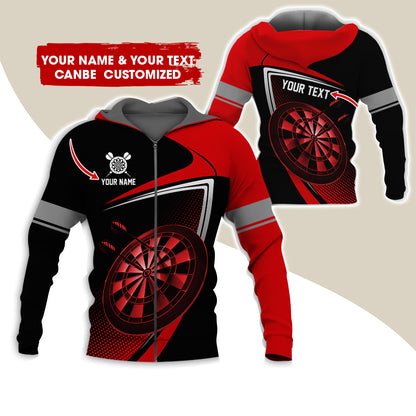Custom Name & Text Darts Premium Zip Hoodie , Customized Darts Team Uniforms Zip Hoodie For Men & Women - Gift For Darts Lovers, Darts Players