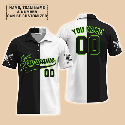 Customized Baseball Men Polo Shirt, Canada Baseball Logo Black White Custom Polo Shirt - Perfect Polo Shirt For Men, Baseball Lovers