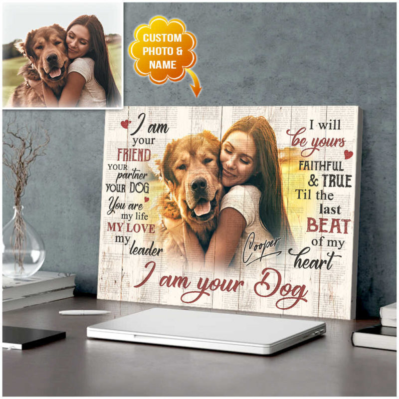 Personalized Dog Landscape Canvas, Custom Pet Photo And Pet Name, I Am Your Dog Canvas, Perfect Gift For Dog Lovers, Friend, Family