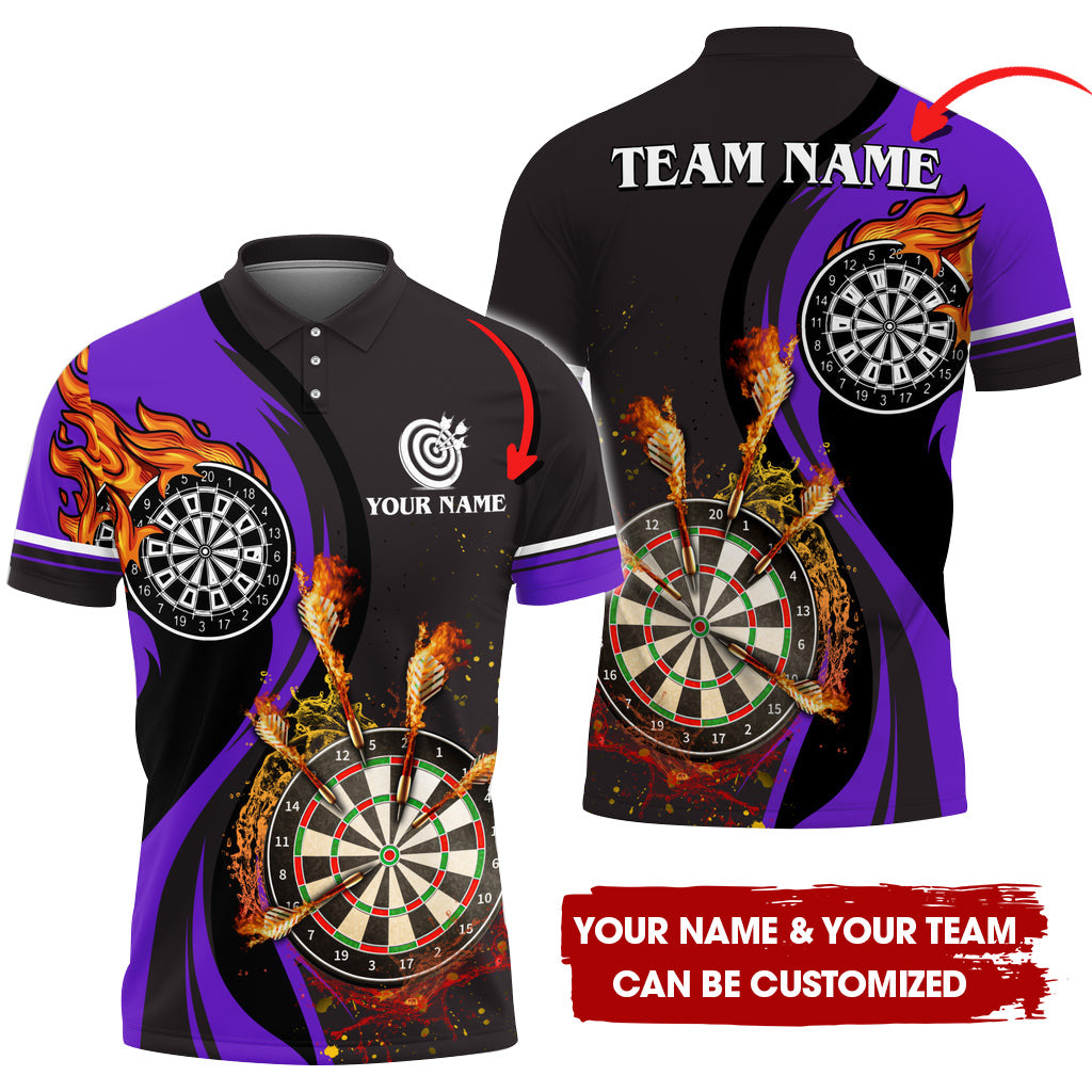 Customized Fire Water Flow Darts Men Polo Shirt, Custom Darts For Team Polo Shirt For Men, Perfect Gift For Darts Lovers, Darts Players