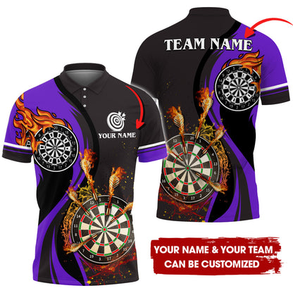 Customized Fire Water Flow Darts Men Polo Shirt, Custom Darts For Team Polo Shirt For Men, Perfect Gift For Darts Lovers, Darts Players