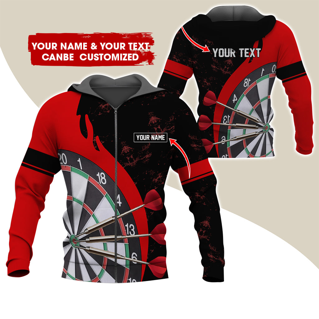 Personalized Name & Text Darts Premium Zip Hoodie, Custom Name Darts Team Zip Hoodie For Men & Women - Gift For Darts Lovers, Darts Players