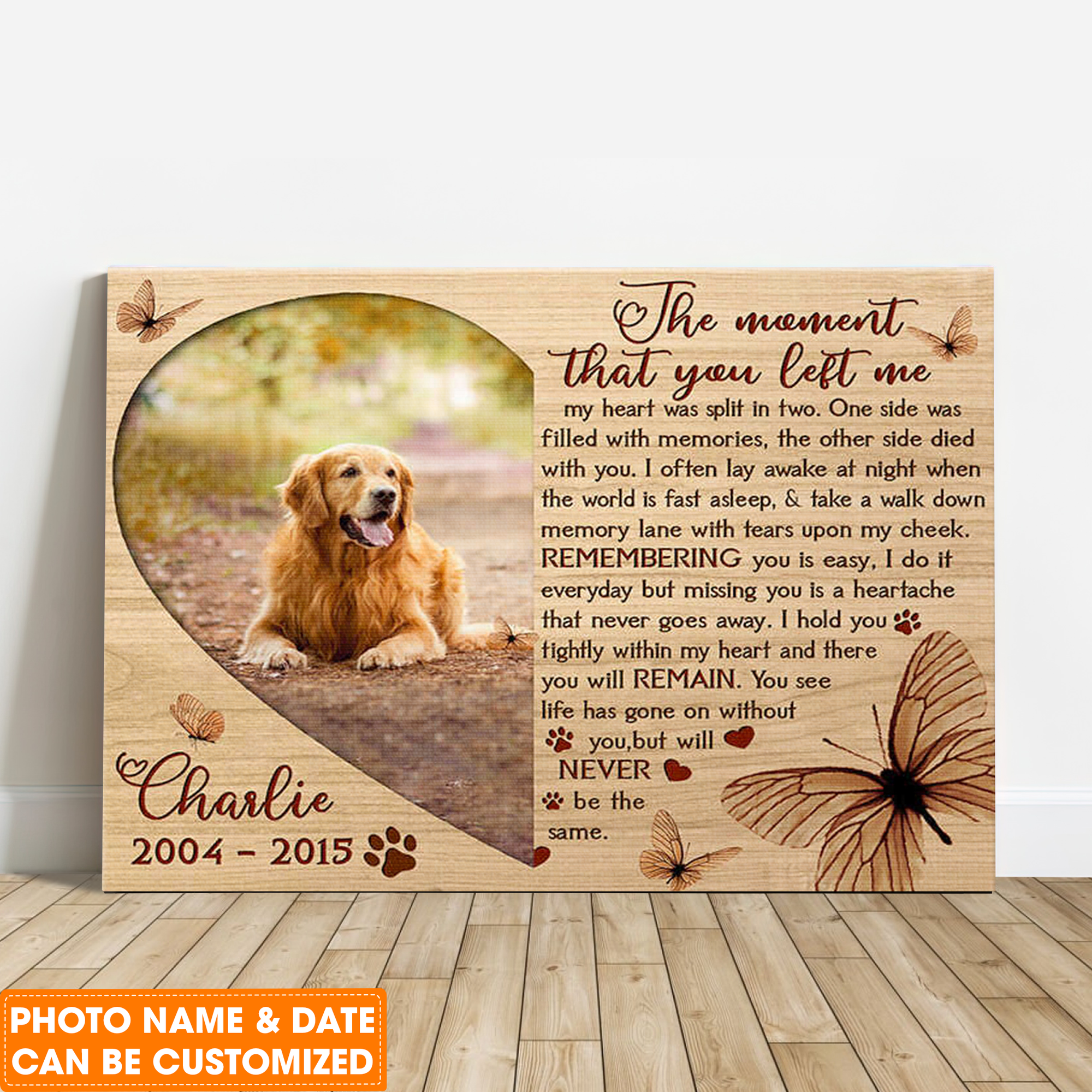 Personalized Dog Landscape Canvas, The moment that you left me Canvas, Memorial Pet Canvas, Perfect Gift For Dog Lovers, Friends, Family