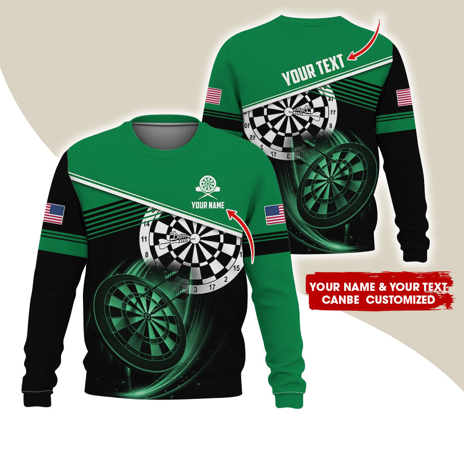 Customized Name & Text Darts Sweatshirt, Personalized Darts American Logo Sweatshirt For Men & Women - Gift For Darts Lovers, Darts Players