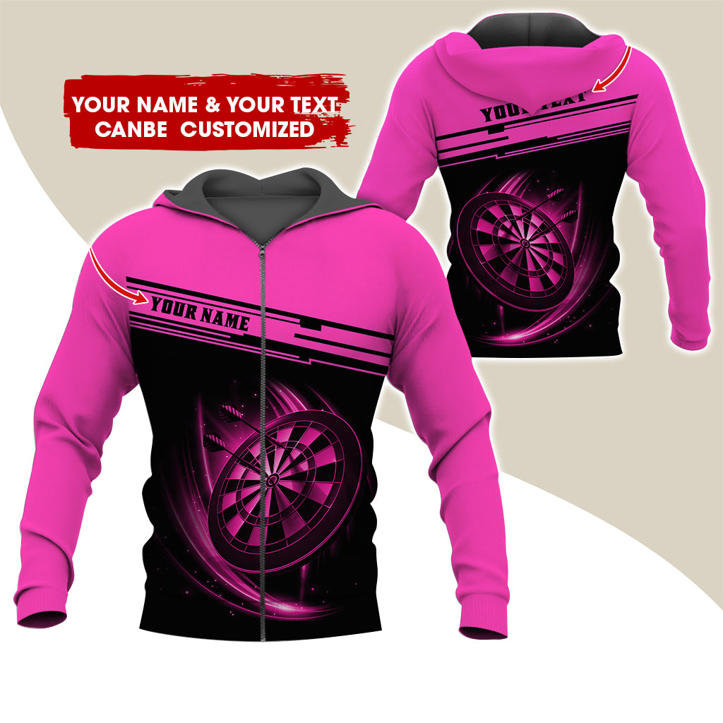 Personalized Name & Text Darts Premium Zip Hoodie, Custom Name Dartboard Zip Hoodie For Men & Women - Gift For Darts Lovers, Darts Players