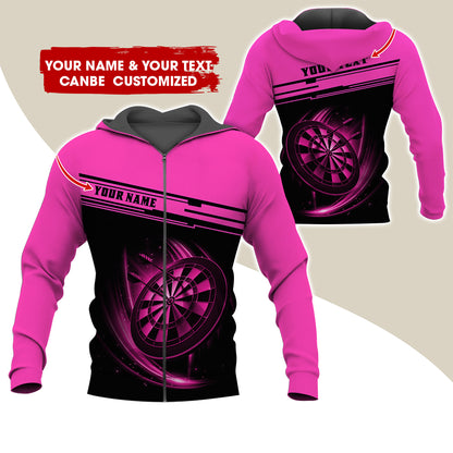 Personalized Name & Text Darts Premium Zip Hoodie, Custom Name Dartboard Zip Hoodie For Men & Women - Gift For Darts Lovers, Darts Players