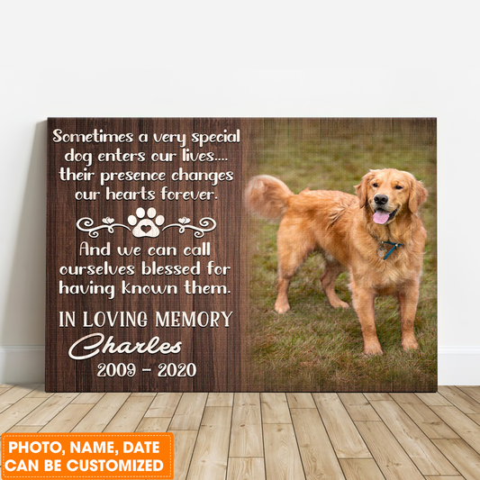 Personalized Dog Landscape Canvas, Custom Memorial Pet Photo Sometimes a very special dog Canvas For Dog Lovers, Friends, Family