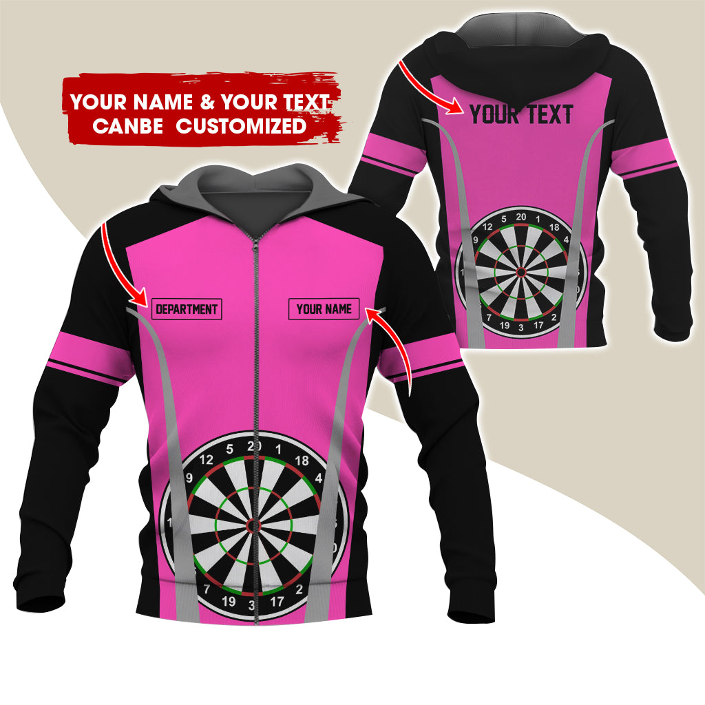 Customized Name, Text & Department Darts Premium Zip Hoodie, Personalized Darts Team Zip Hoodie For Men & Women - Gift For Darts Lovers, Darts Players