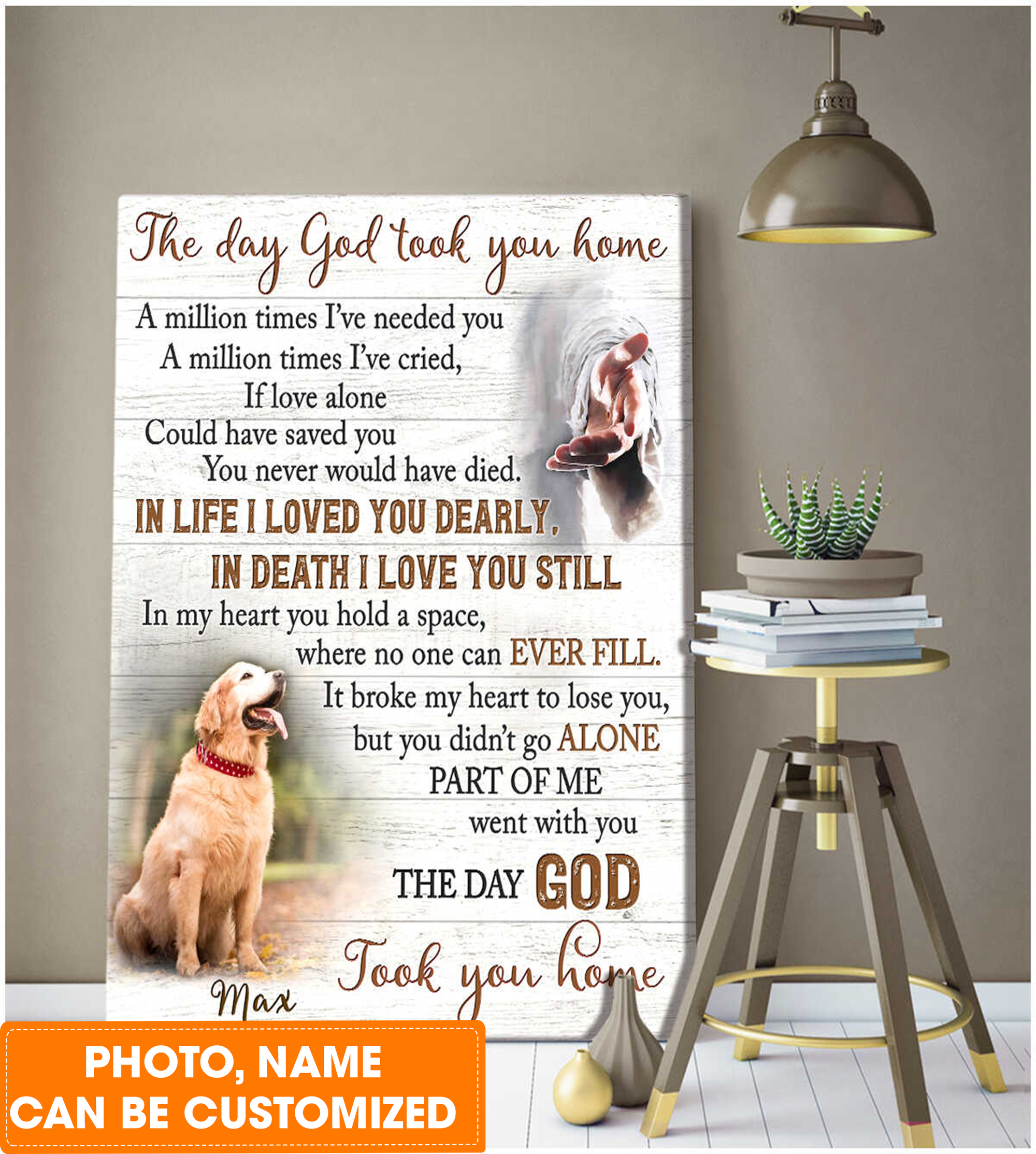 Personalized Dog Portrait Canvas, Hand Of God Jesus Canvas, The Day God Took You Home Canvas, Perfect Gift For Dog Lovers, Christian, Family