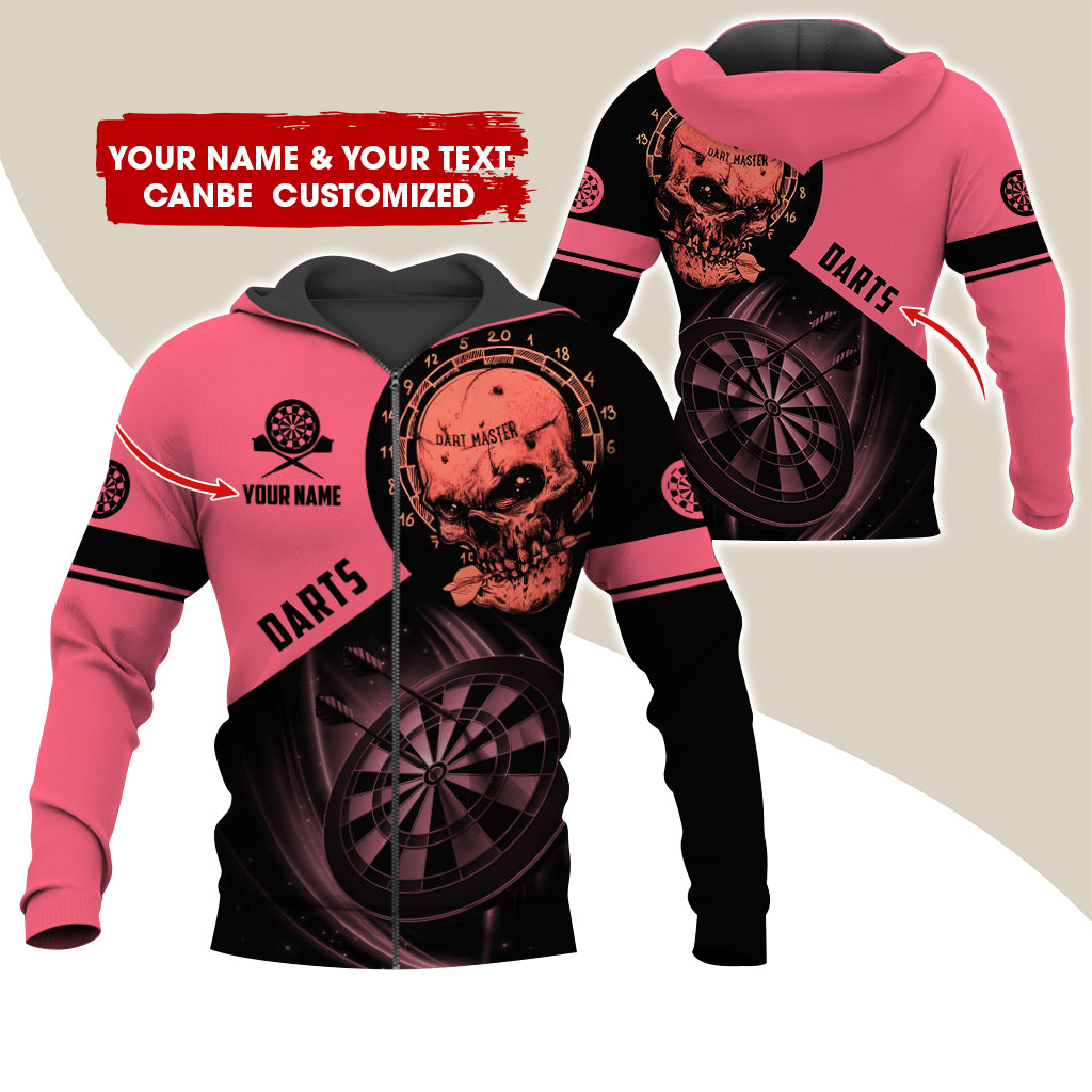 Customized Name Skull Darts Premium Zip Hoodie , Personalized Name Darts Master Zip Hoodie For Men & Women - Gift For Darts Lovers, Darts Players
