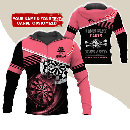 Customized Name & Text Darts Premium Zip Hoodie, Personalized I Only Play Darts Zip Hoodie For Men & Women - Gift For Darts Lovers, Darts Players