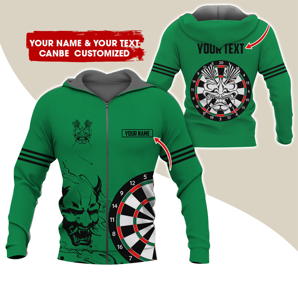 Customized Name & Text Dragon Darts  Premium Zip Hoodie, Custom Name & Text Darts Zip Hoodie For Men & Women - Gift For Darts Lovers, Darts Players