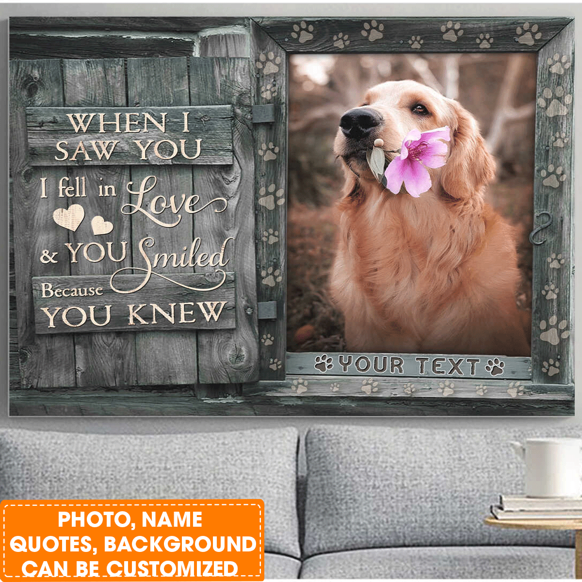 Personalized Dog Landscape Canvas, Custom Pet Photo, Pet Name For Your Hairy friend, Perfect Gift For Dog Lovers, Friend, Family