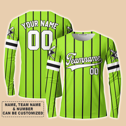 Customized Baseball Long Sleeve Shirt, Canada Baseball Logo Green Custom Long Sleeve Shirt - Perfect Long Sleeve Shirt For Men & Woman, Baseball Lovers